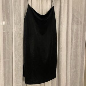 NWT Zara Black Slinky mini dress with draped neck size large